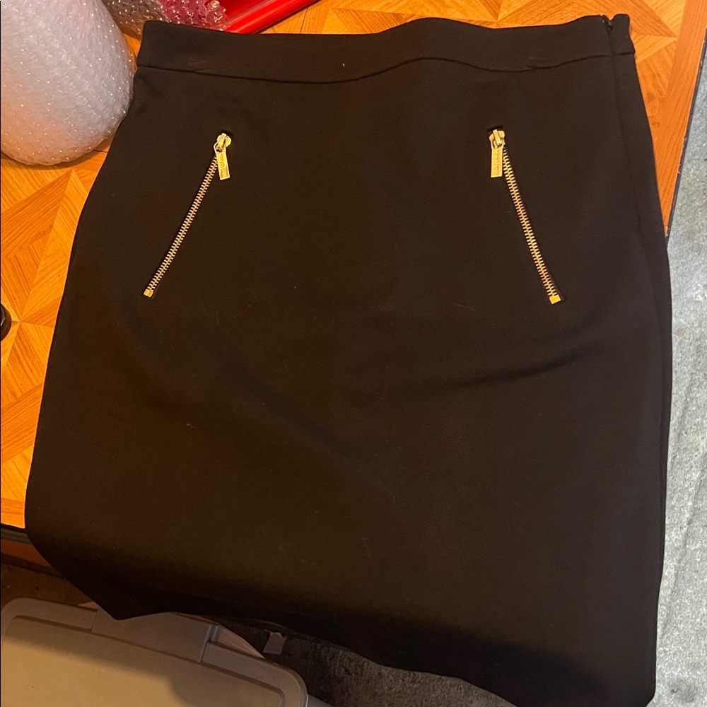 MICHAEL Michael Kors Black Skirt with Gold Zippers